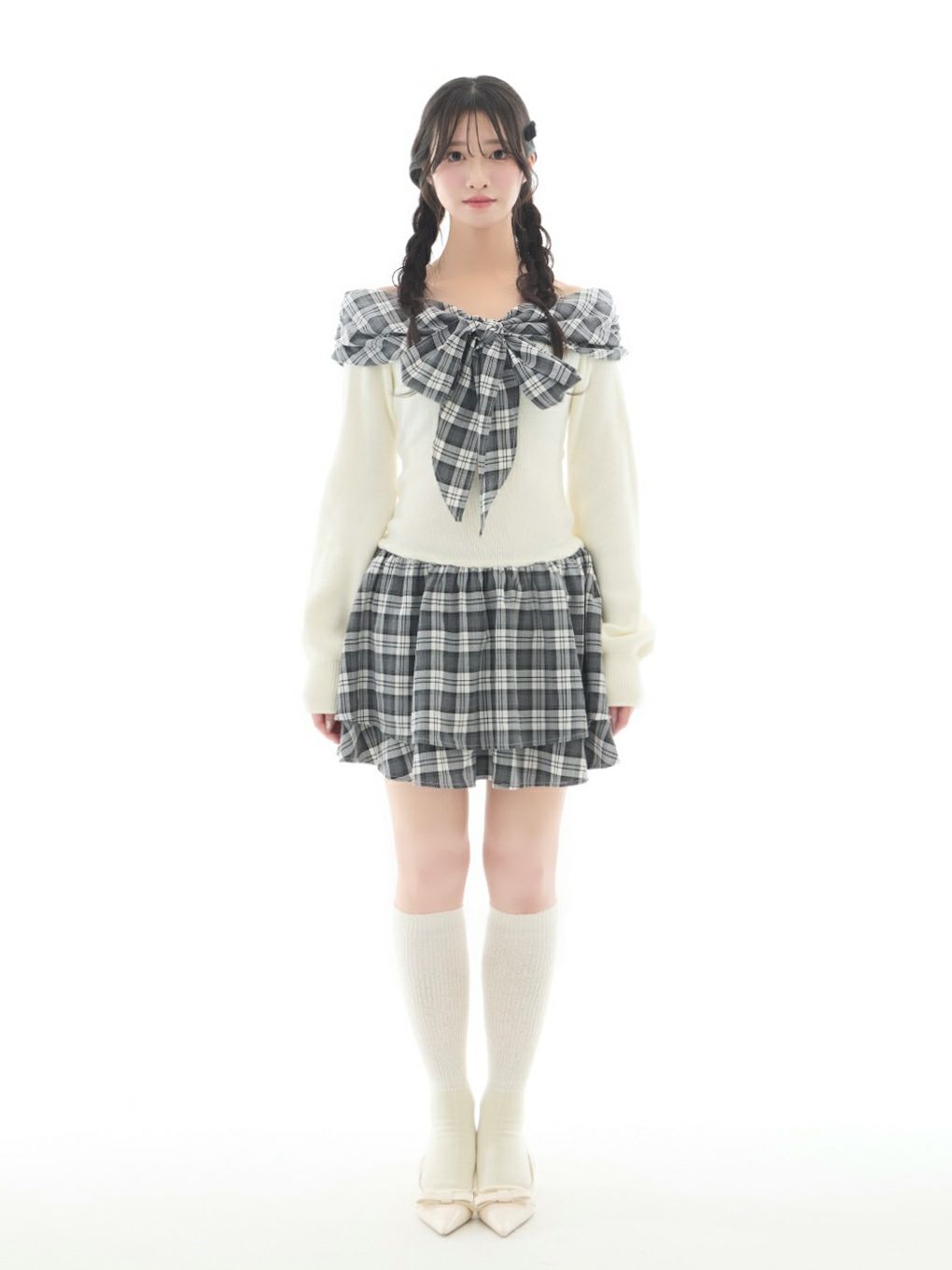 【BUBBLES】オフショルリボンワンピース