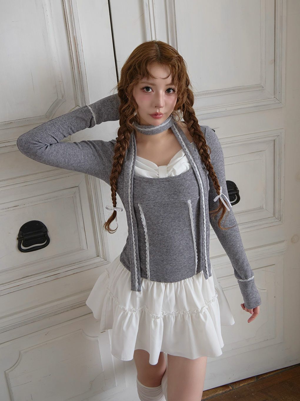 【BUBBLES】リボンレイヤードワンピース