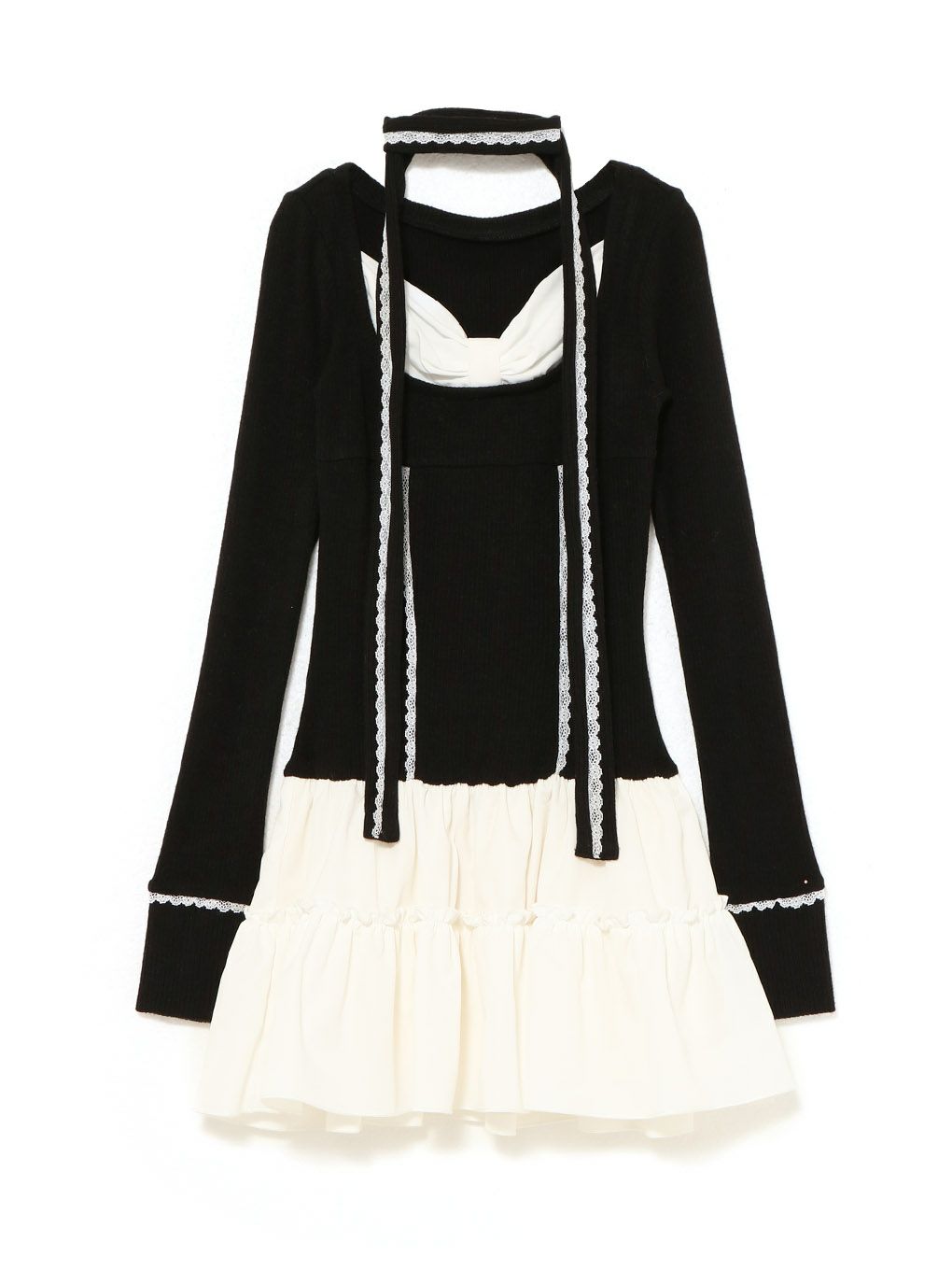 【BUBBLES】リボンレイヤードワンピース