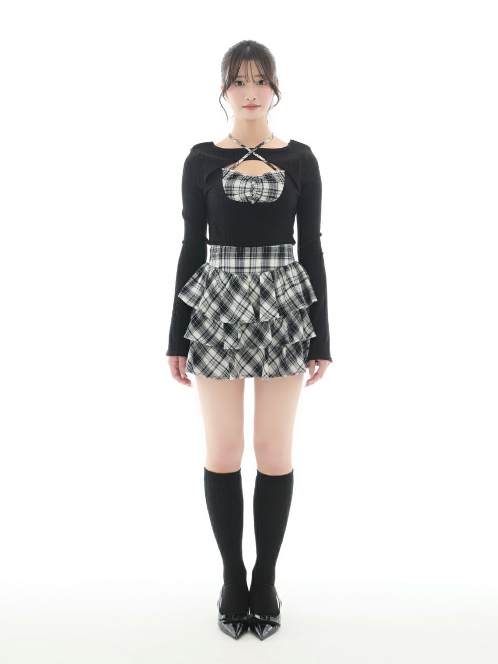 【BUBBLES】レイヤードクロップドトップス