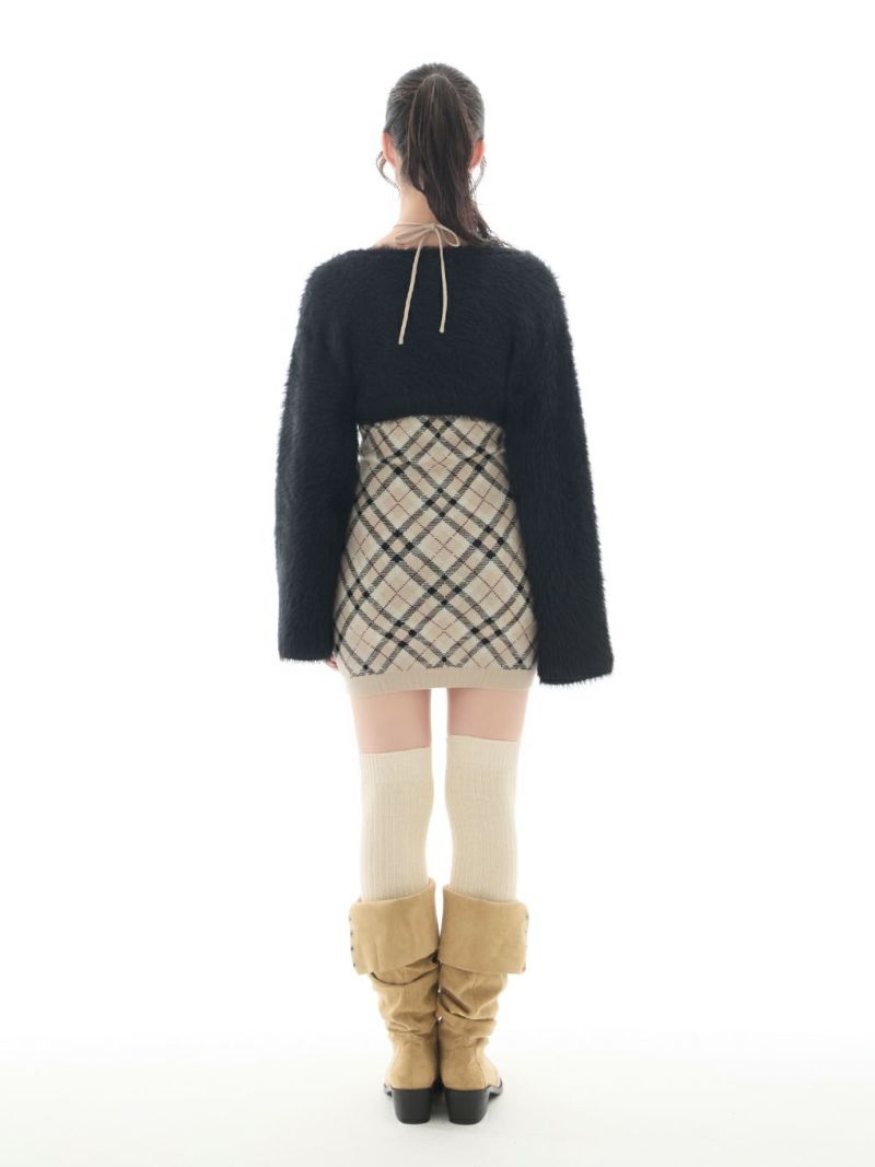 BUBBLES】チェックシャギーカーデワンピース | sparkling mall online