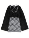 【BUBBLES】チェックシャギーカーデワンピース