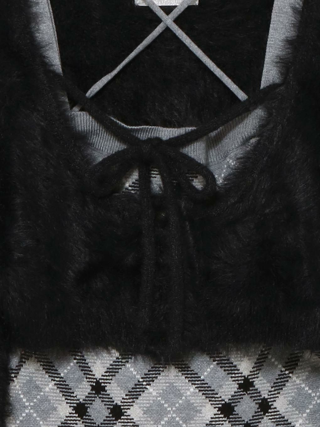 【BUBBLES】チェックシャギーカーデワンピース