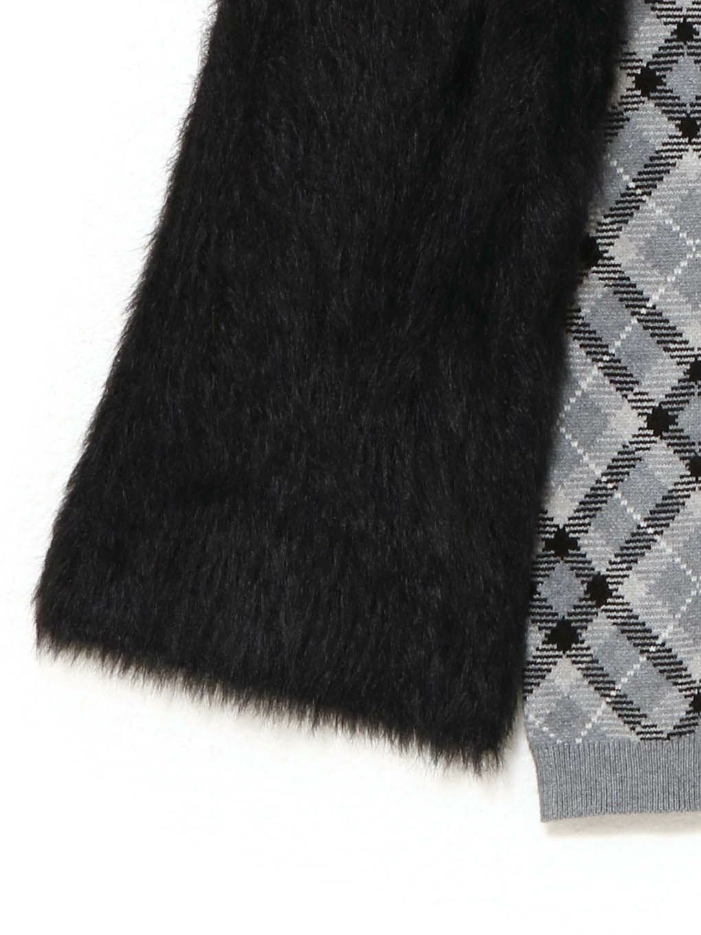 【BUBBLES】チェックシャギーカーデワンピース