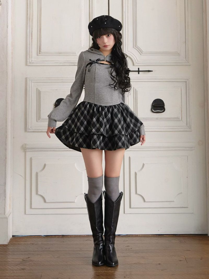 BUBBLES】チェックパーカーワンピース | sparkling mall online store