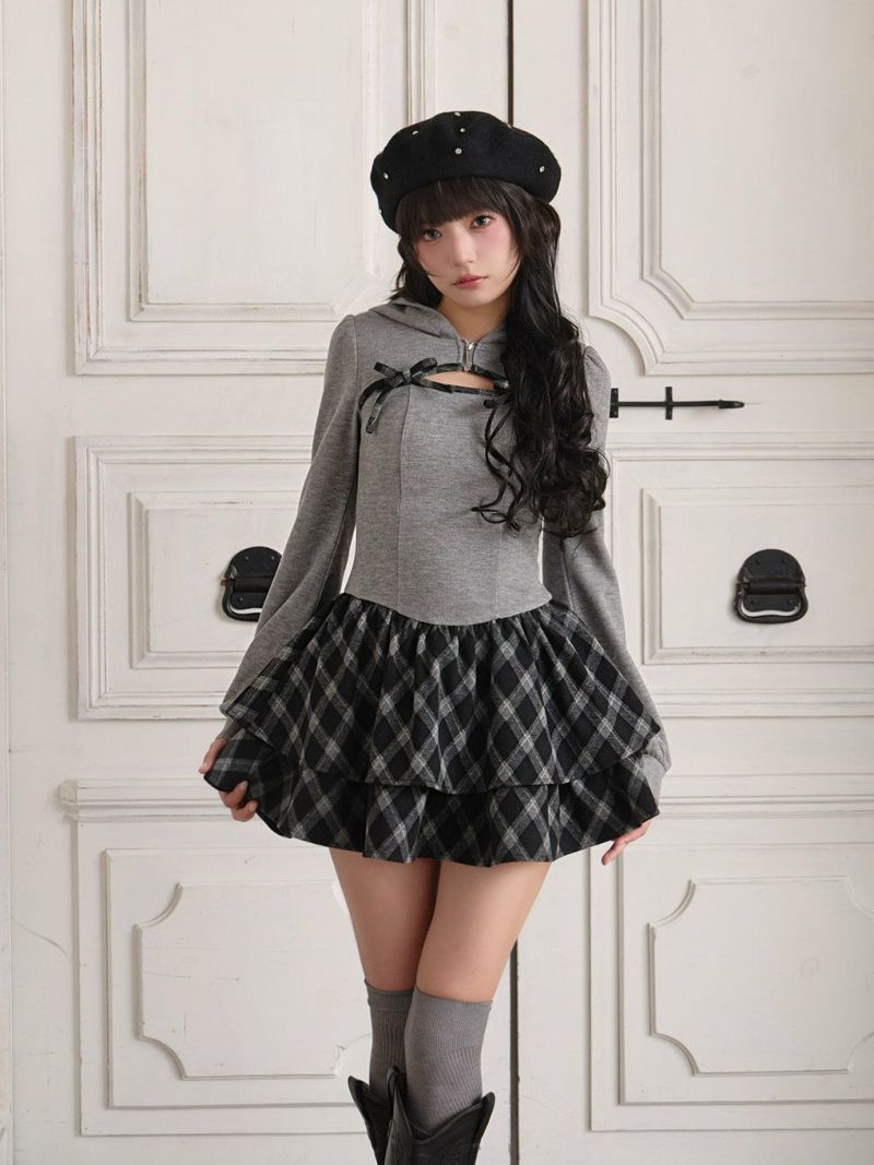 BUBBLES】チェックパーカーワンピース | sparkling mall online store