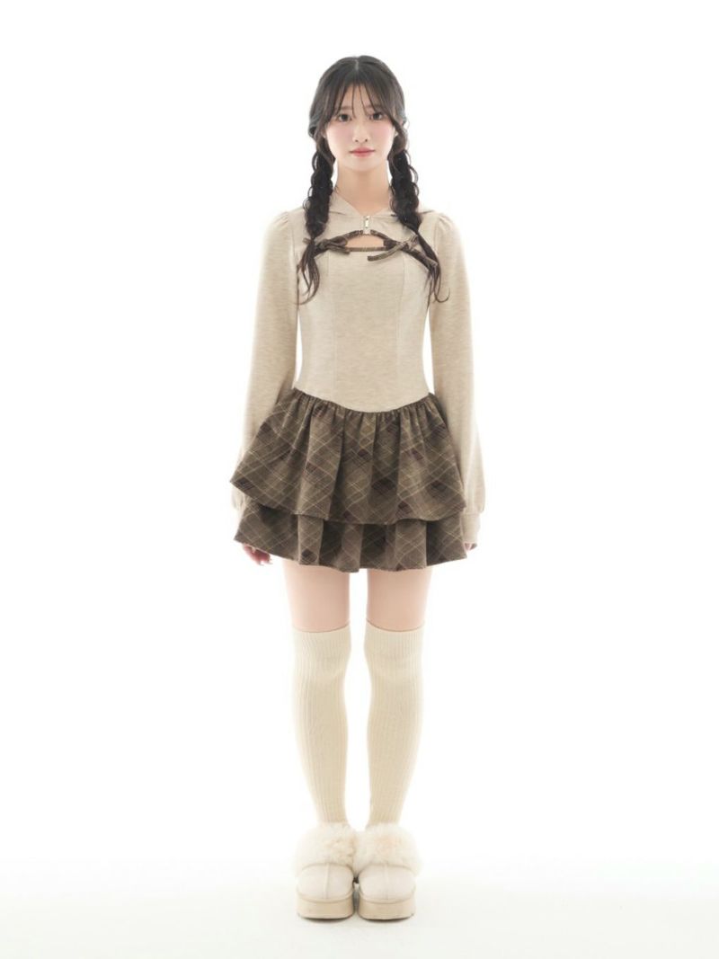 BUBBLES】チェックパーカーワンピース | sparkling mall online store