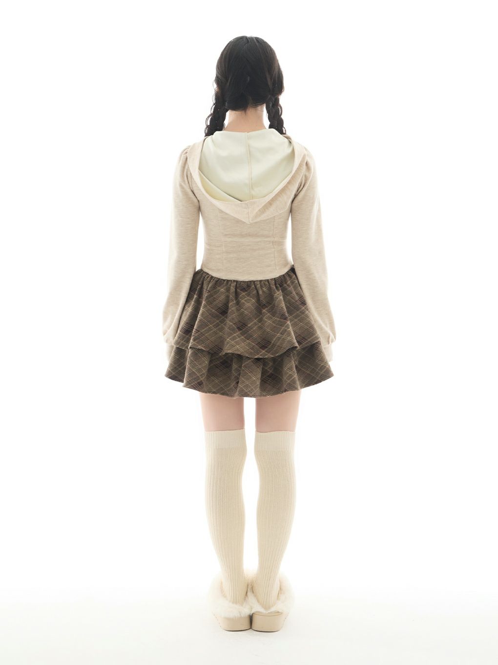 【BUBBLES】チェックパーカーワンピース