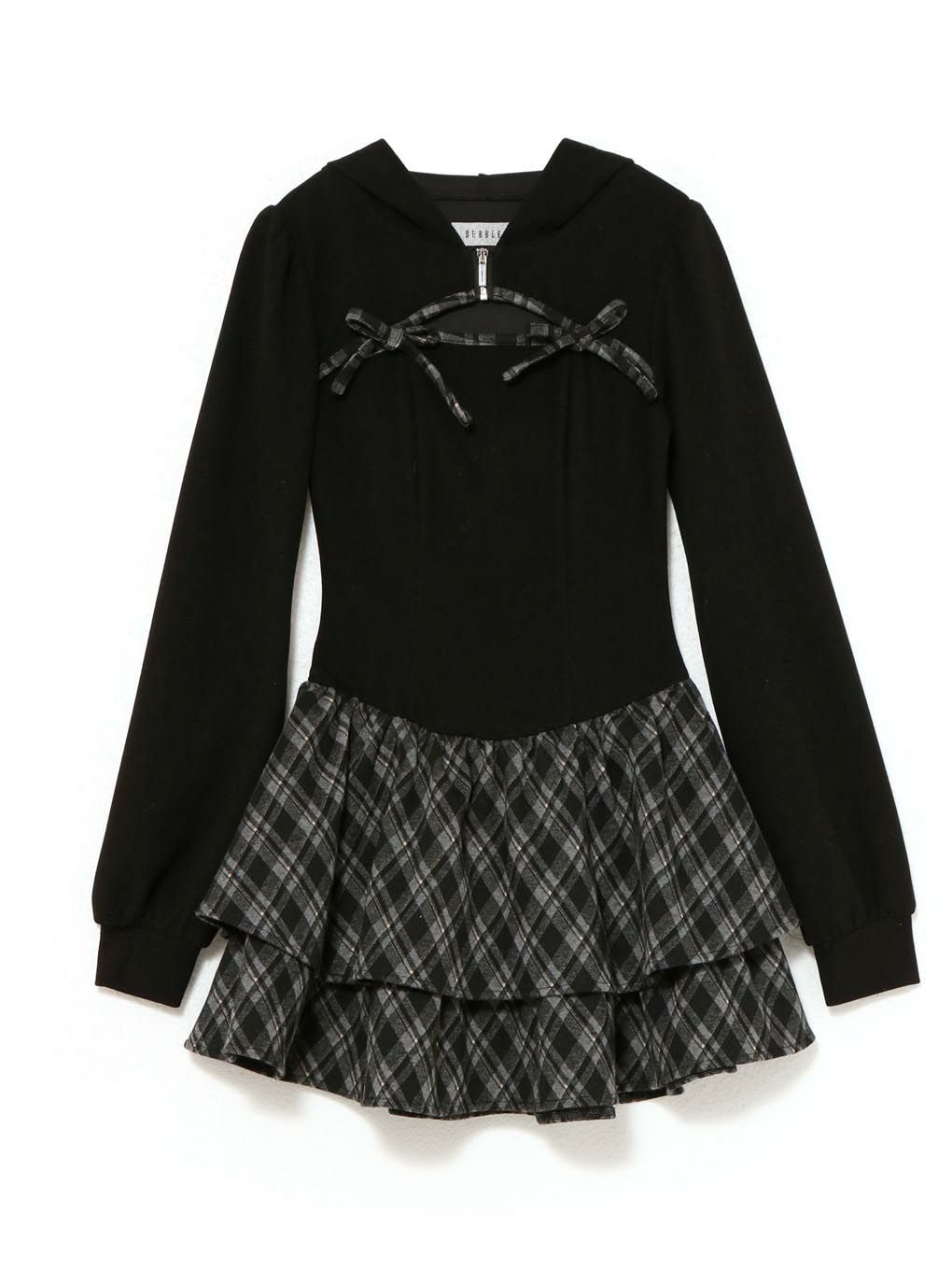 【BUBBLES】チェックパーカーワンピース
