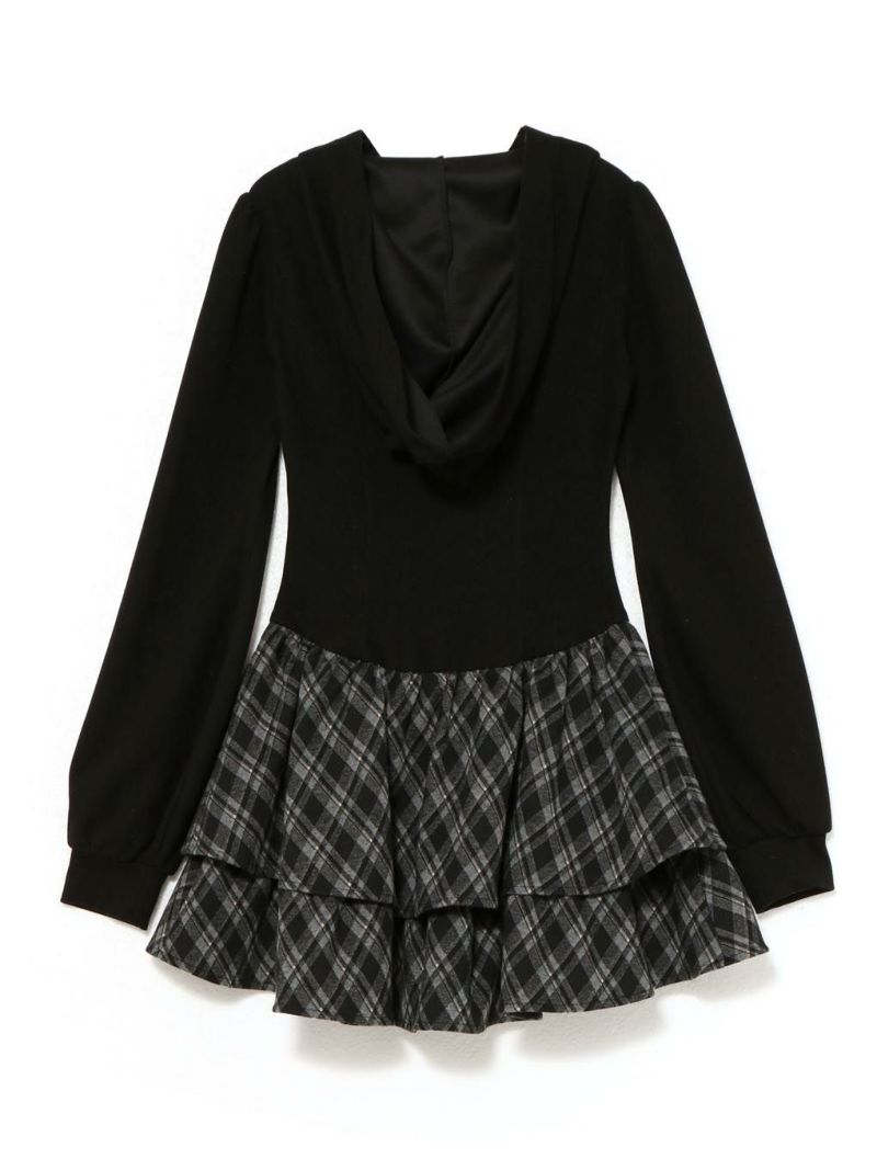 BUBBLES チェックパーカーワンピース S ブラック BUBBLES】チェックパーカーワンピース | sparkling mall online store