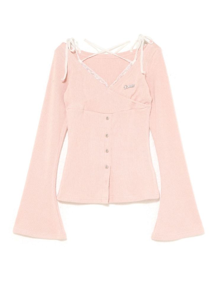 BUBBLES チョーカーボタンニットトップス　ピンク BUBBLES】チョーカーボタンニットトップス | sparkling mall online store