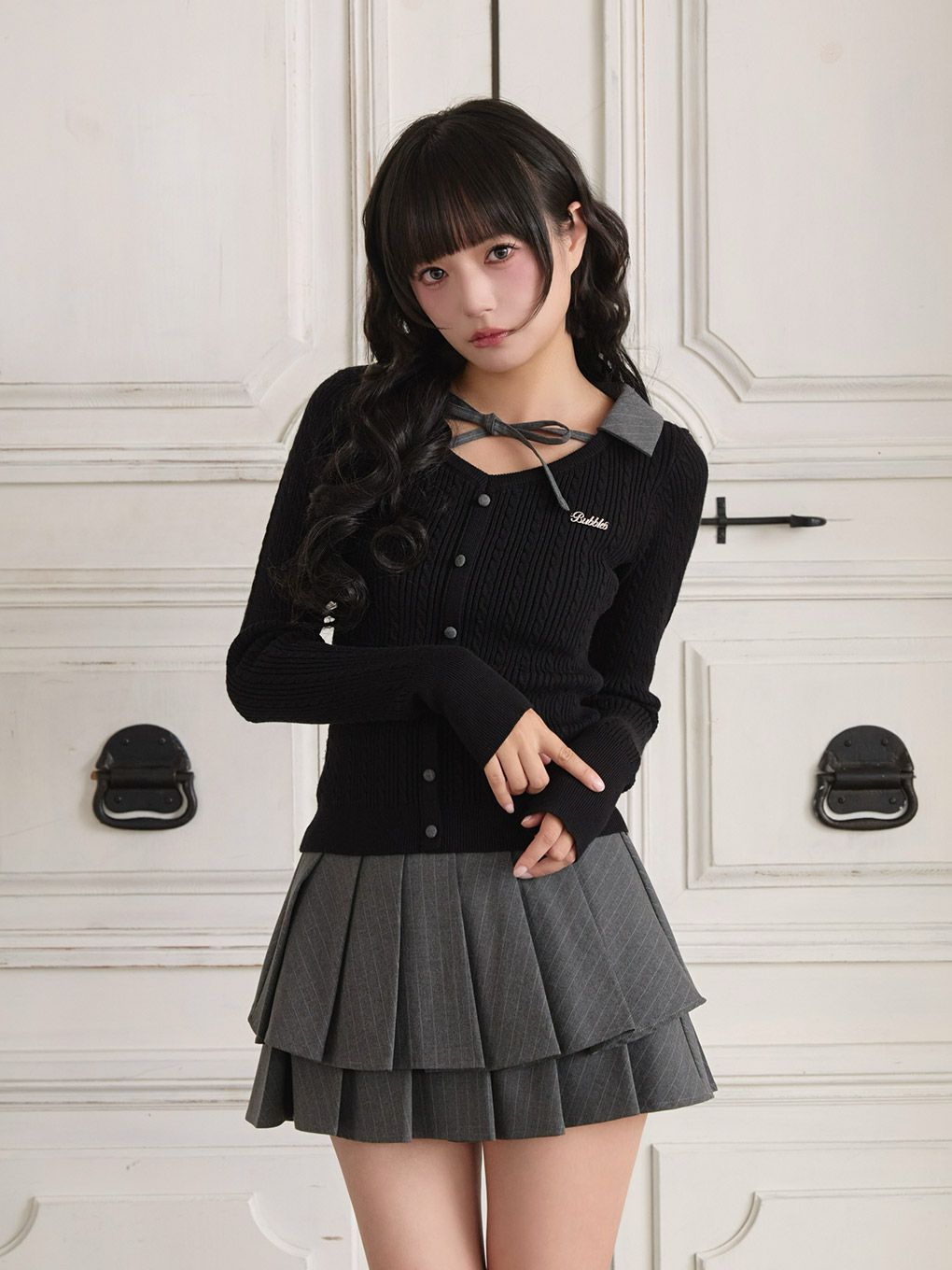 【BUBBLES】ケーブルスクールニット