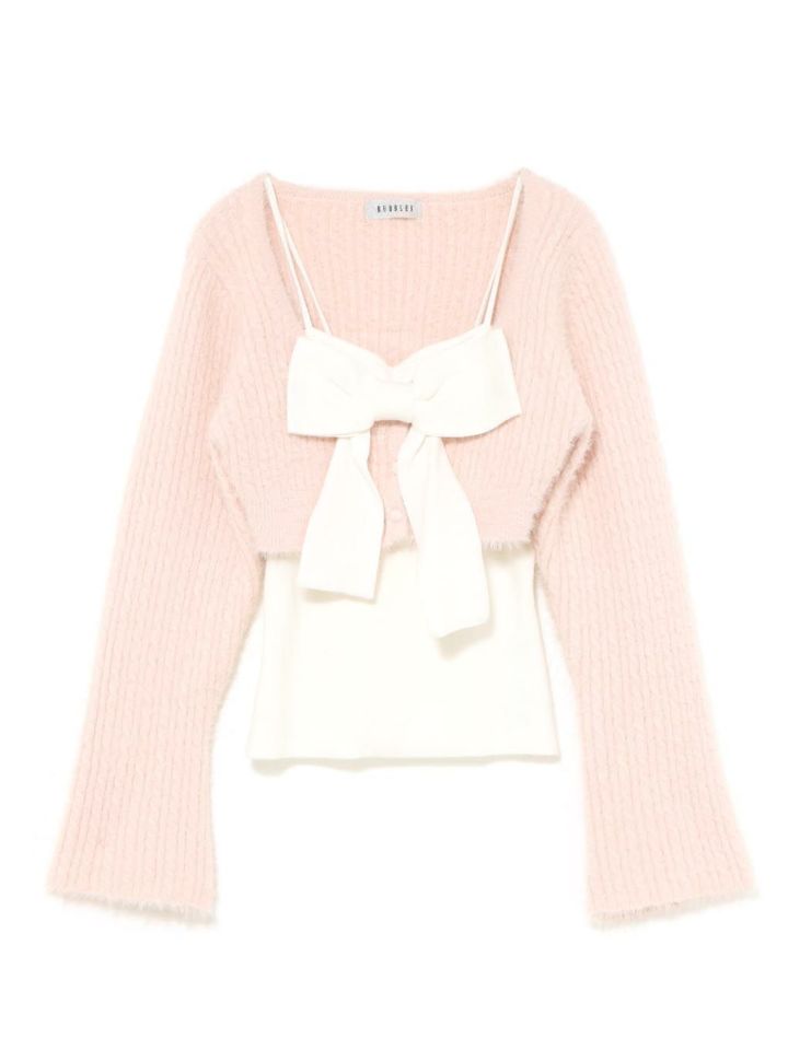 bubbles リボンニットアンサンブル ピンク BUBBLES】リボンニットアンサンブル | sparkling mall online store
