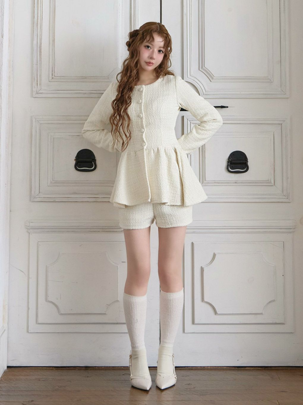 【BUBBLES】ツイードペプラムセットアップ