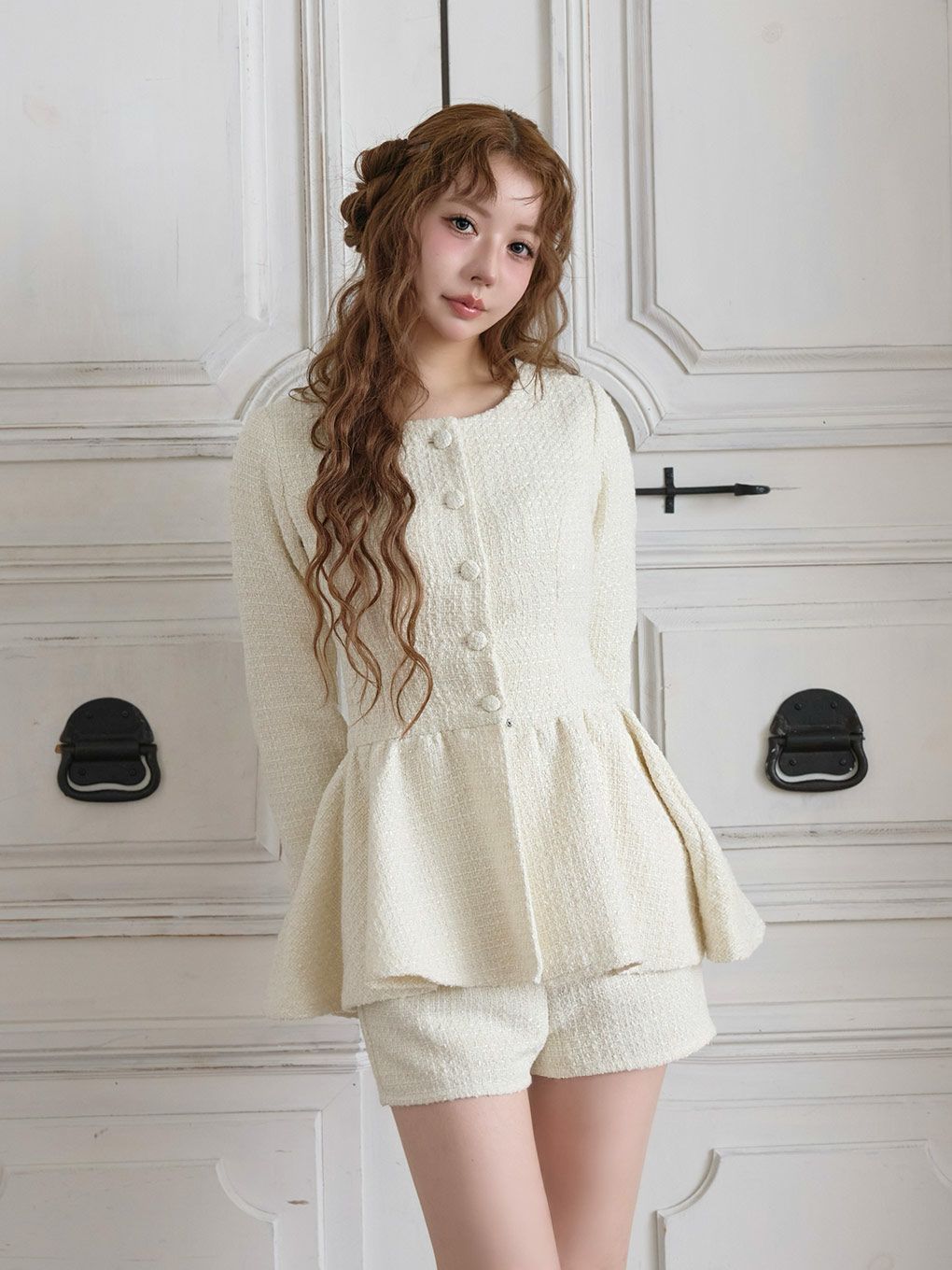 【BUBBLES】ツイードペプラムセットアップ