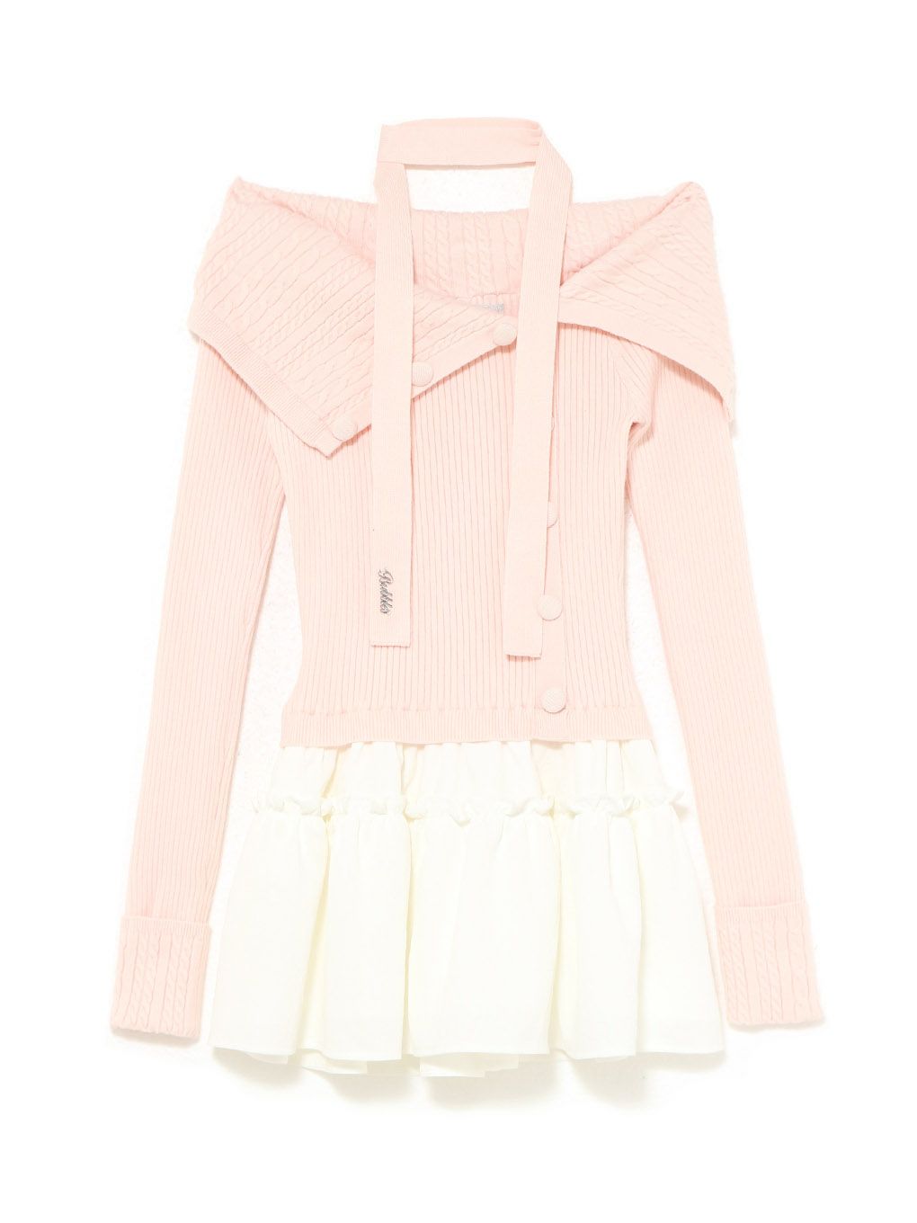 【BUBBLES】ケーブルオフショルワンピース