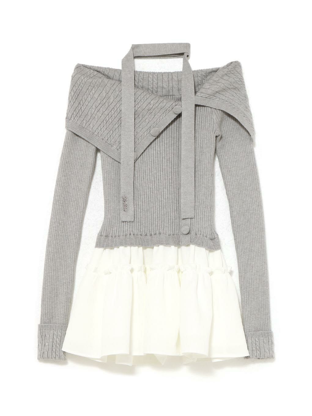 【BUBBLES】ケーブルオフショルワンピース