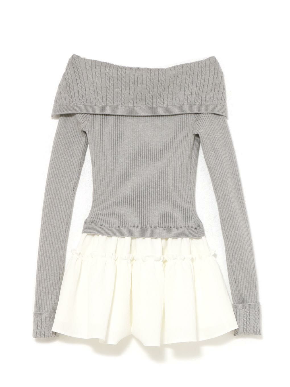 【BUBBLES】ケーブルオフショルワンピース