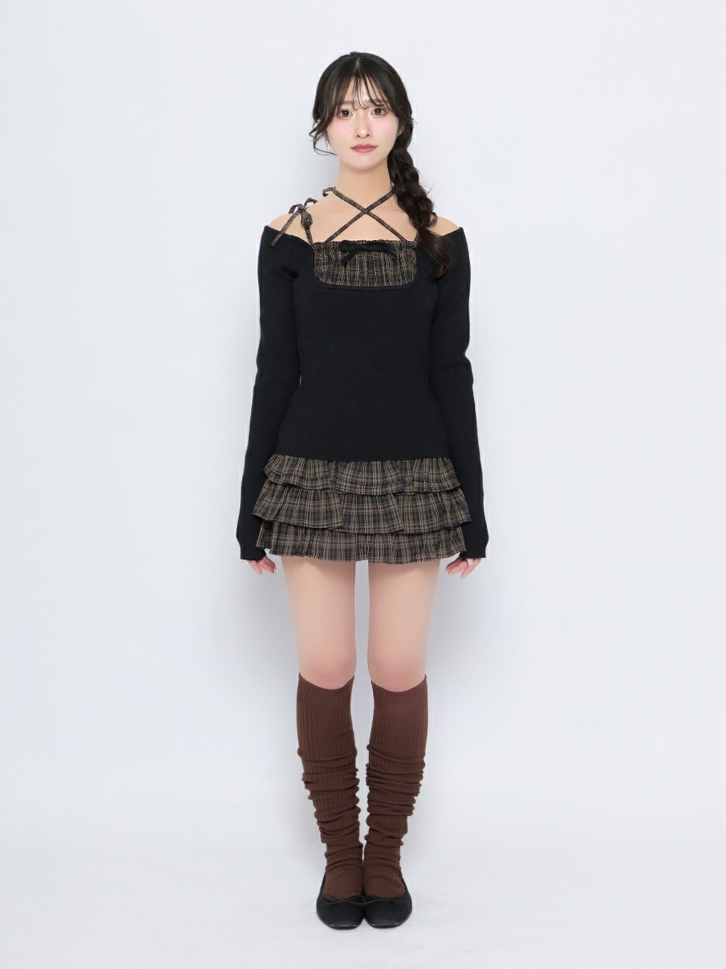 【BUBBLES】オープンショルダーガーリーニット