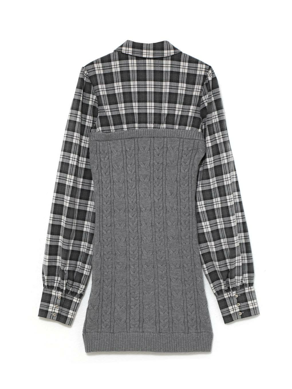  【BUBBLES】シャツレイヤードケーブルワンピース
