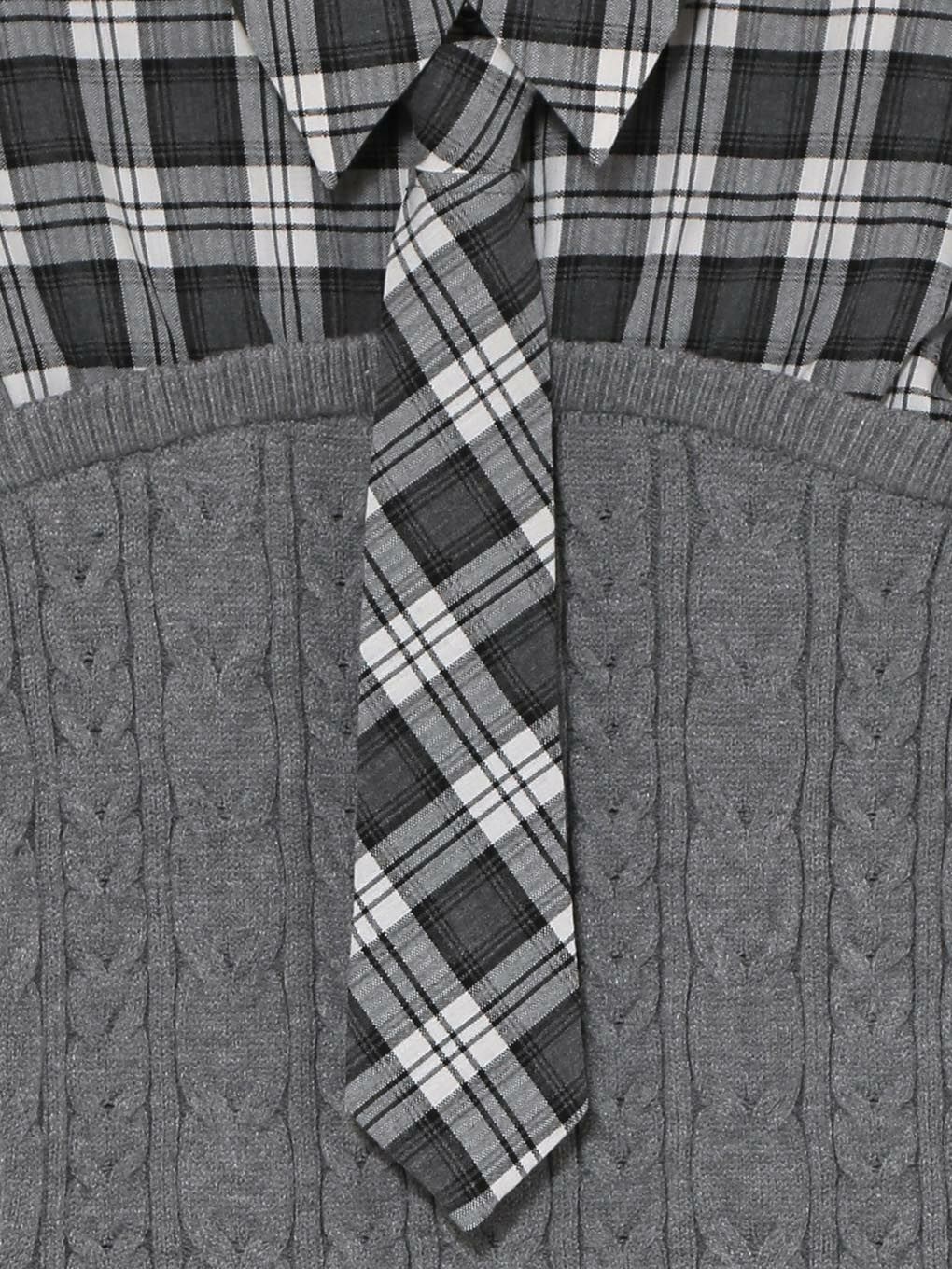  【BUBBLES】シャツレイヤードケーブルワンピース