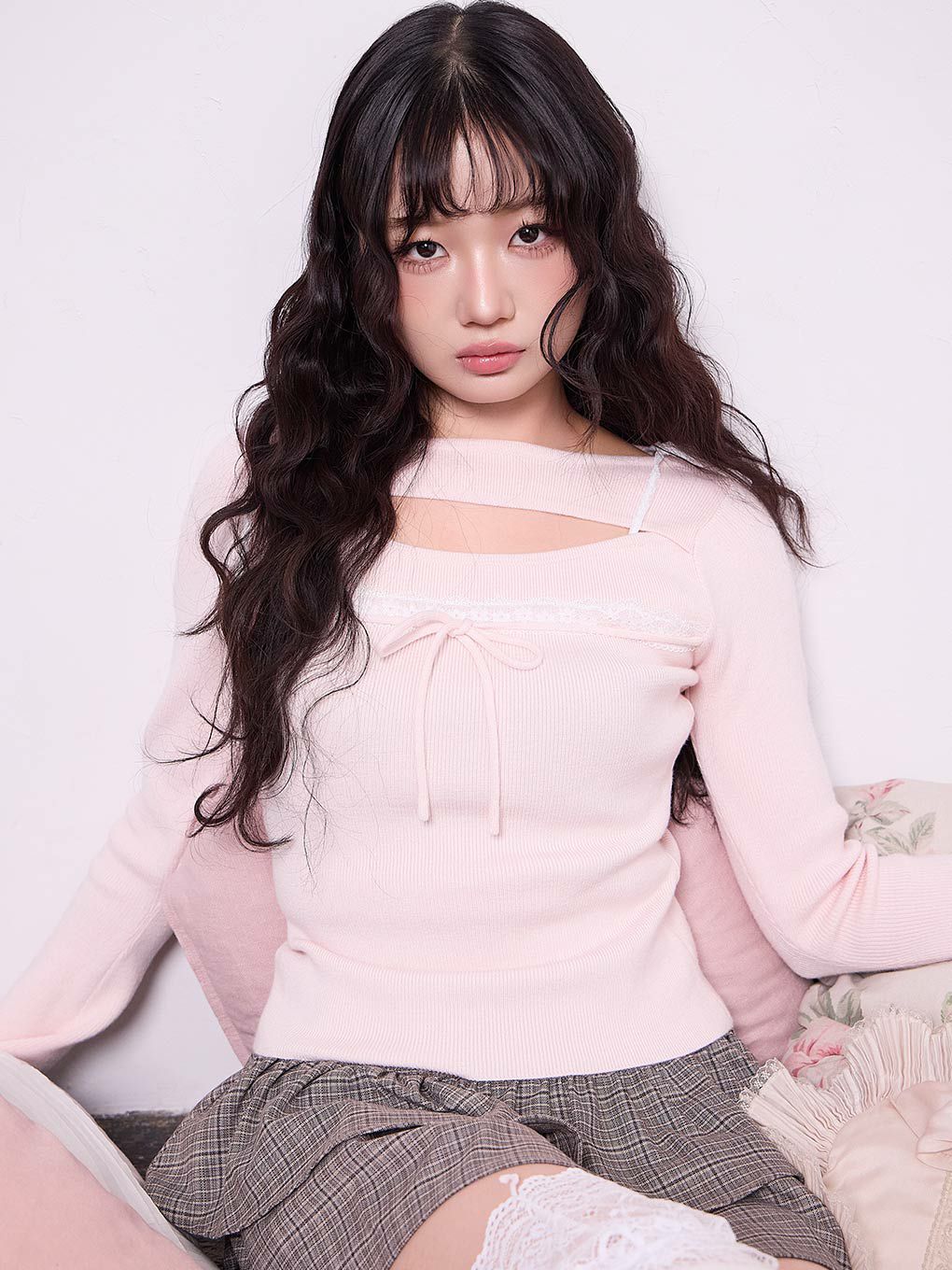 【BUBBLES】レースリボンニットトップス