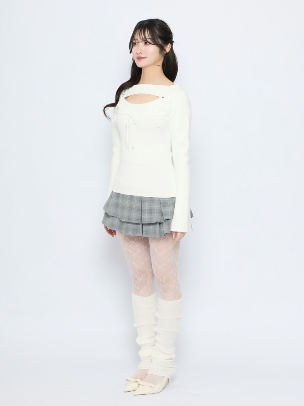【BUBBLES】レースリボンニットトップス