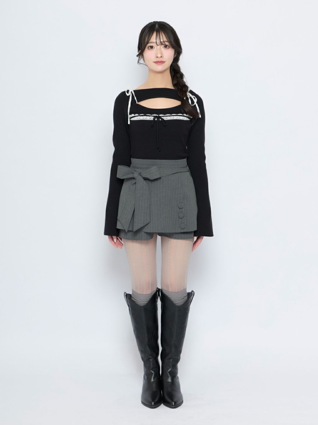 【BUBBLES】レースリボンニットトップス