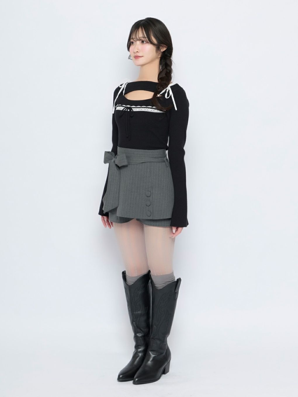 【BUBBLES】レースリボンニットトップス