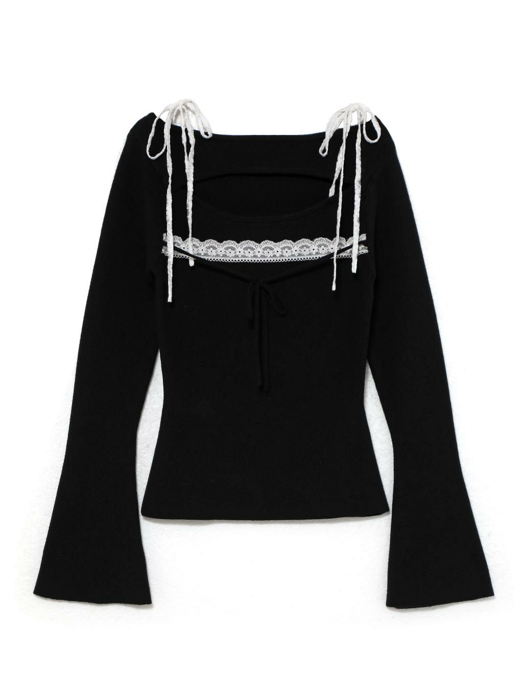 【BUBBLES】レースリボンニットトップス