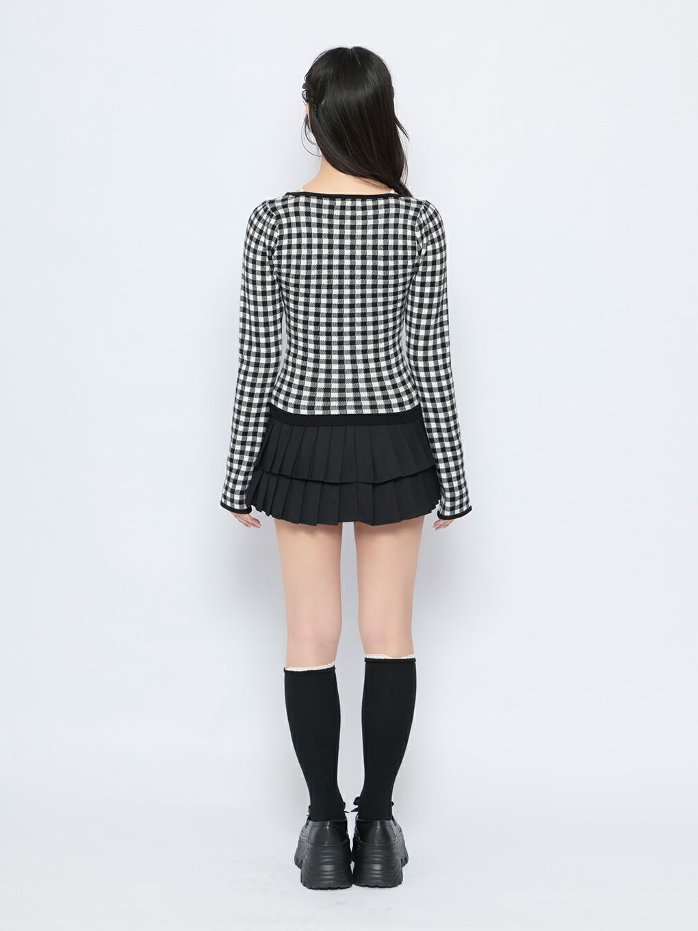 【BUBBLES】レイヤードリボンニットトップス