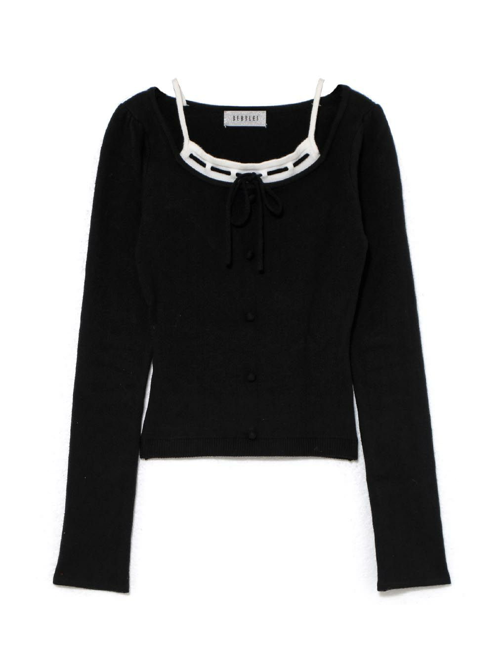 【BUBBLES】レイヤードリボンニットトップス
