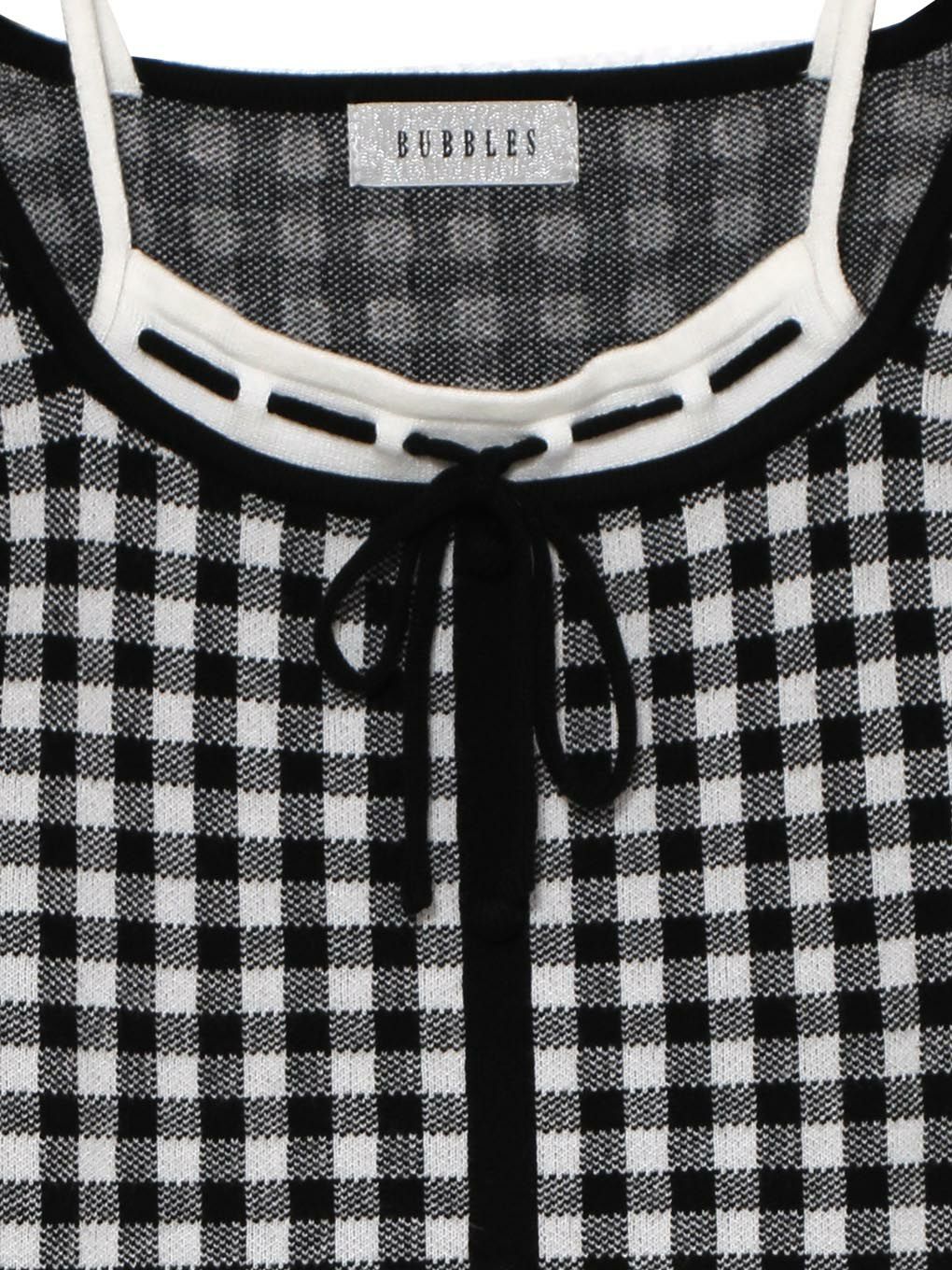 【BUBBLES】レイヤードリボンニットトップス