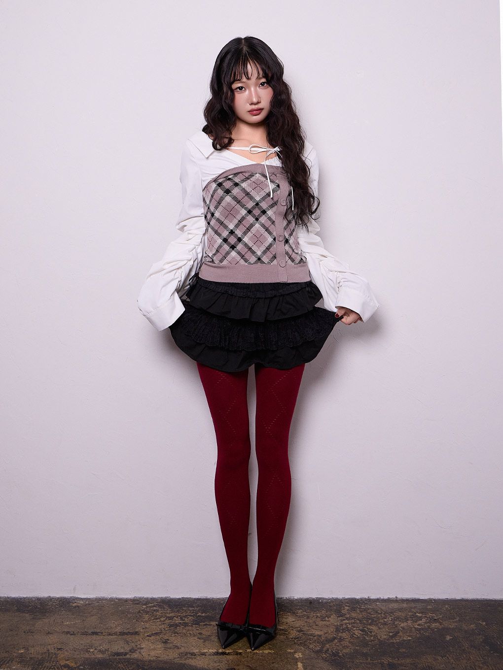 【BUBBLES】ルーズシャツニットトップス