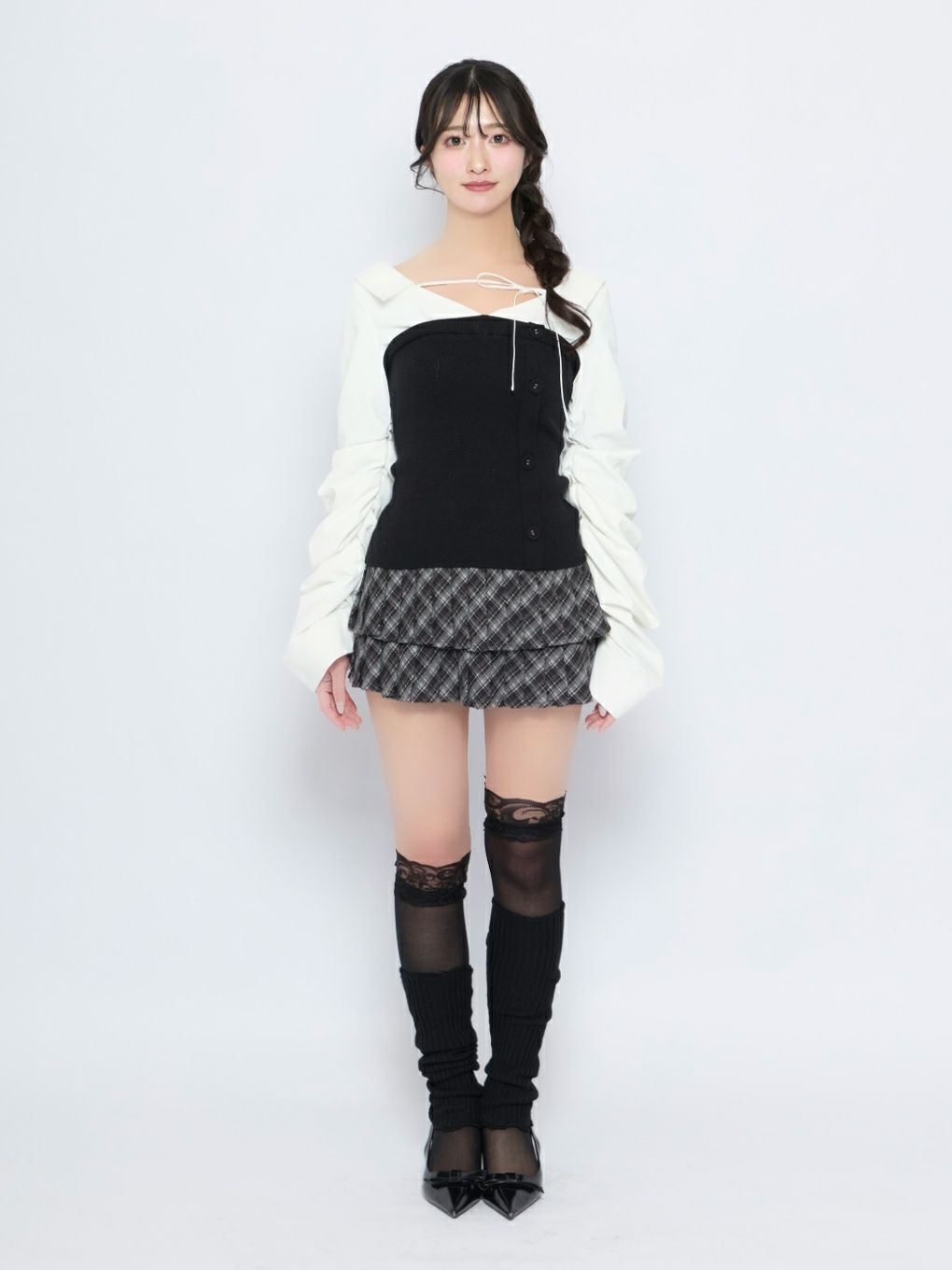 【BUBBLES】ルーズシャツニットトップス