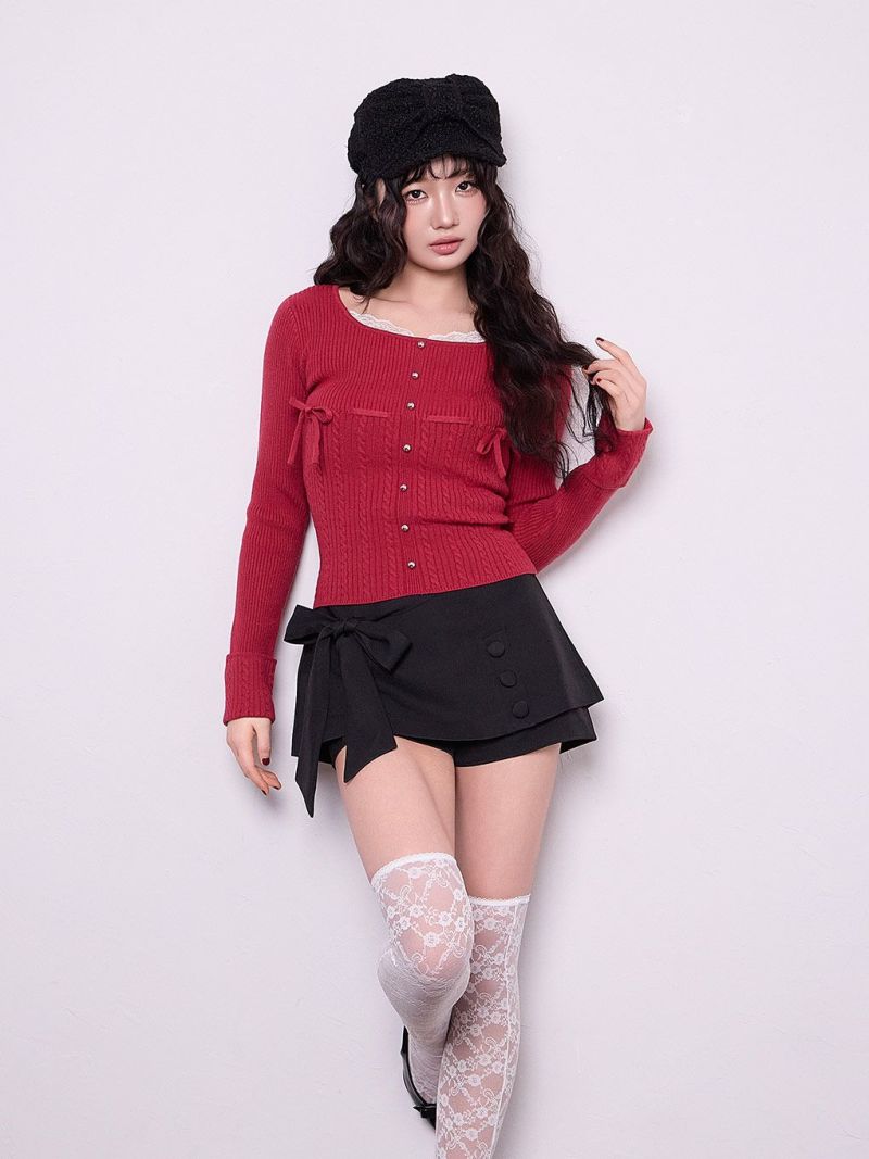 BUBBLES】リボンケーブルニットトップス | sparkling mall online store