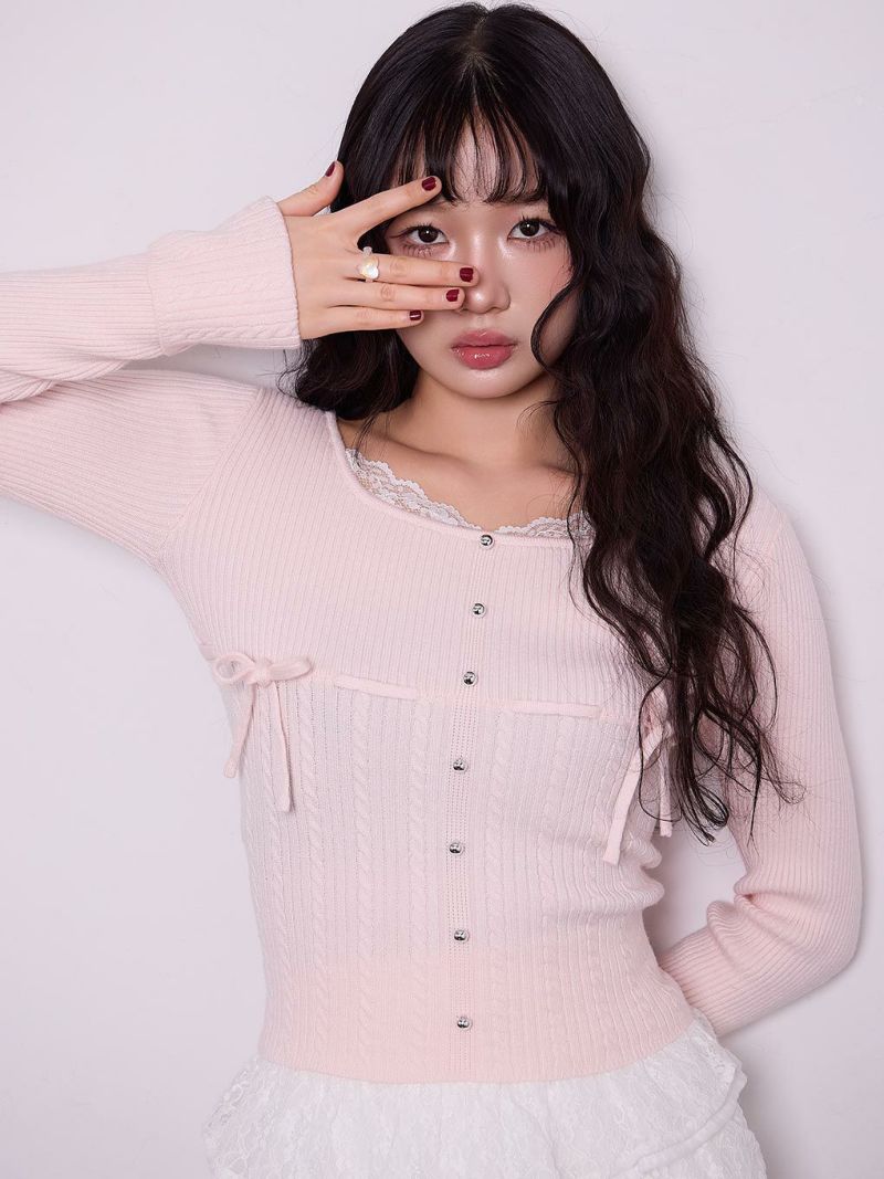 BUBBLES】リボンケーブルニットトップス | sparkling mall online store