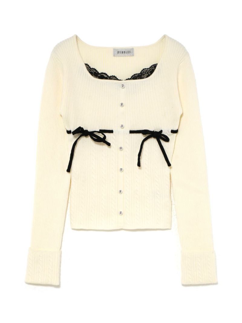 BUBBLES】リボンケーブルニットトップス | sparkling mall online store