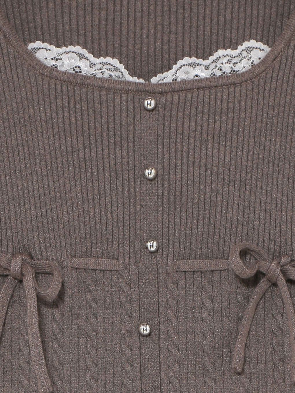 【BUBBLES】リボンケーブルニットトップス