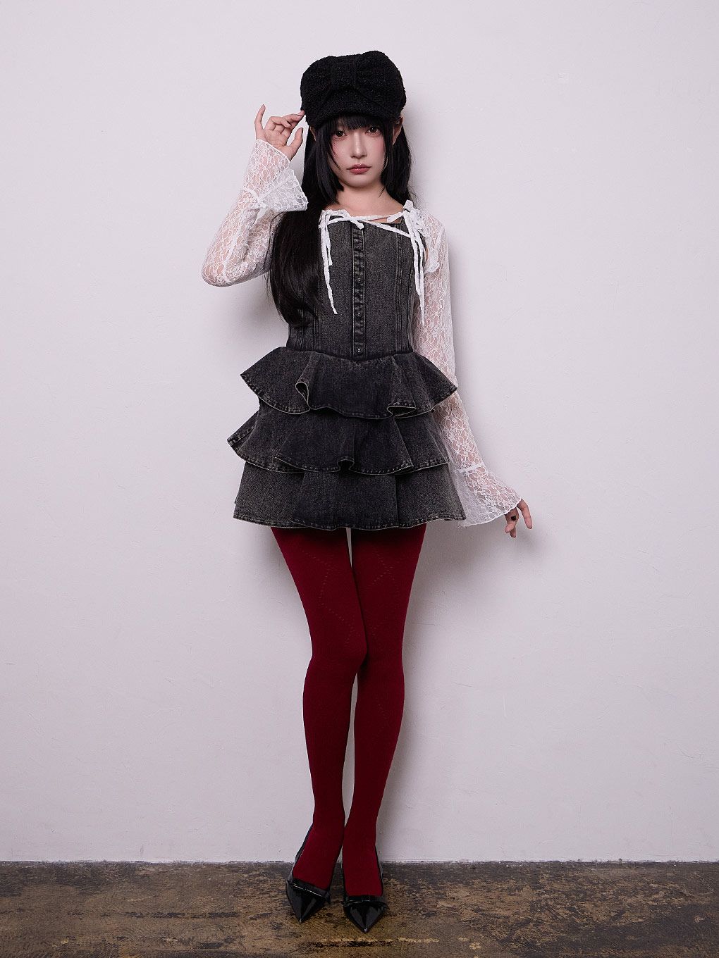 【BUBBLES】デニムティアードワンピース