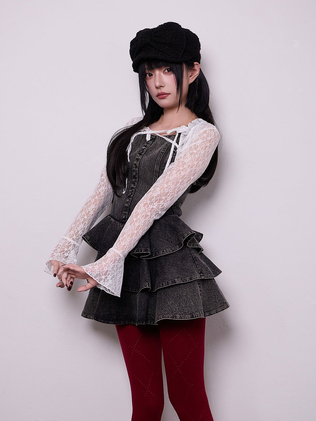 【BUBBLES】デニムティアードワンピース