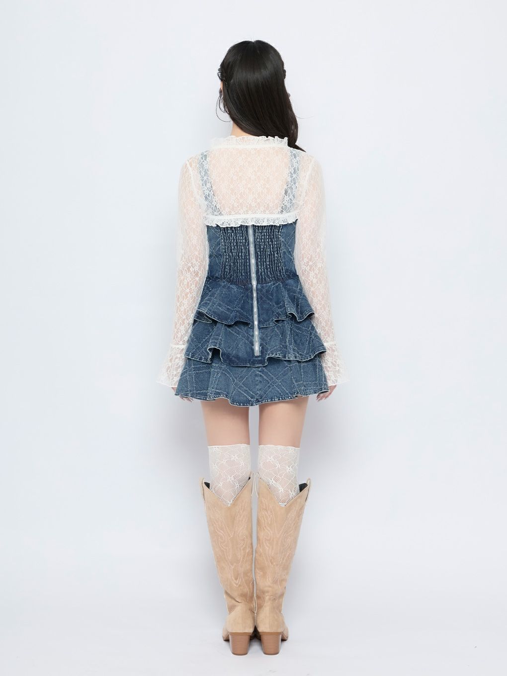 【BUBBLES】デニムティアードワンピース