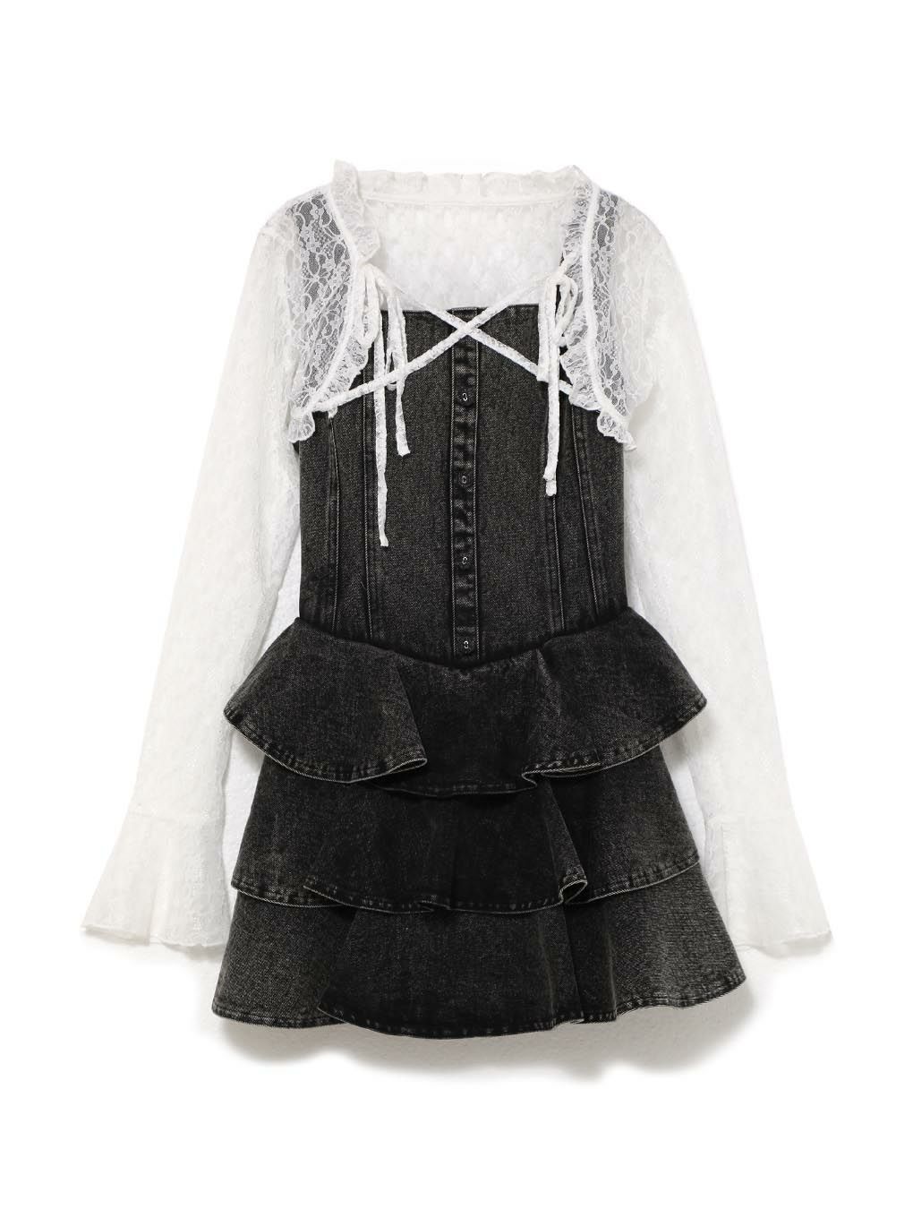 【BUBBLES】デニムティアードワンピース