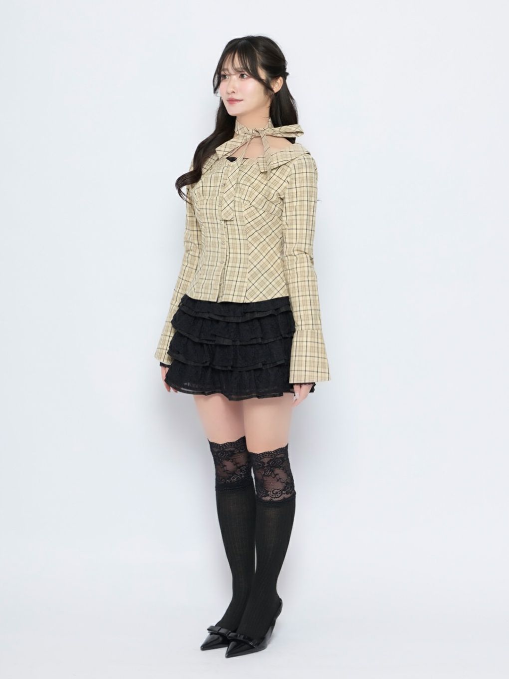 【BUBBLES】オフショルリボンタイブラウス