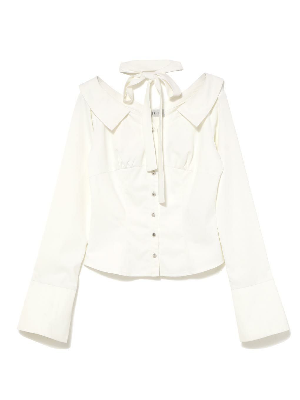 【BUBBLES】オフショルリボンタイブラウス