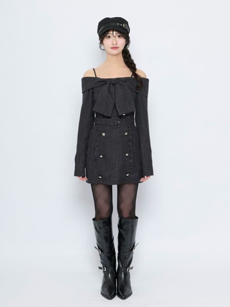 BUBBLES】オフショルツイードワンピース | sparkling mall online store