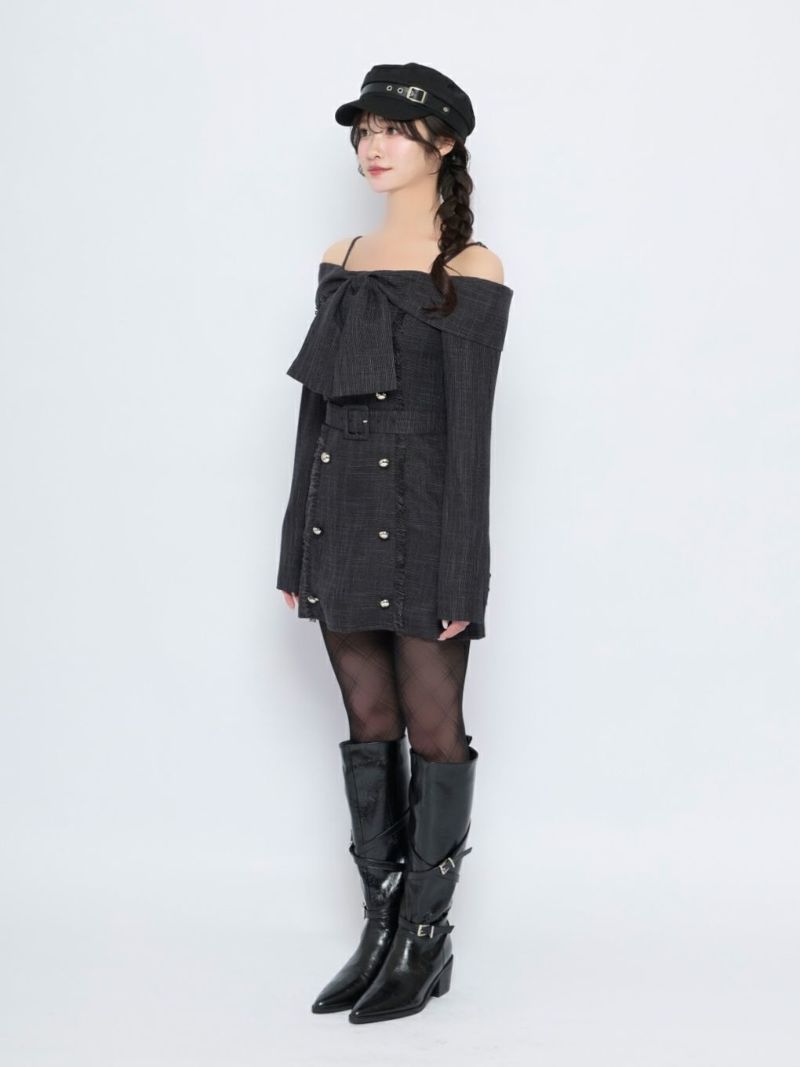 BUBBLES】オフショルツイードワンピース | sparkling mall online store