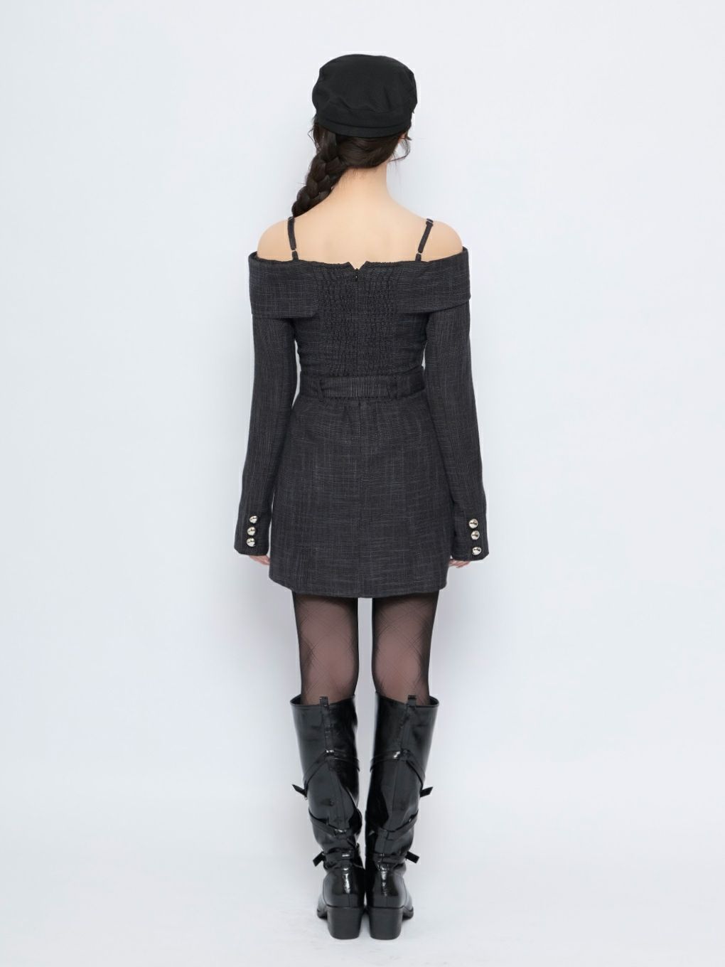 【BUBBLES】オフショルツイードワンピース