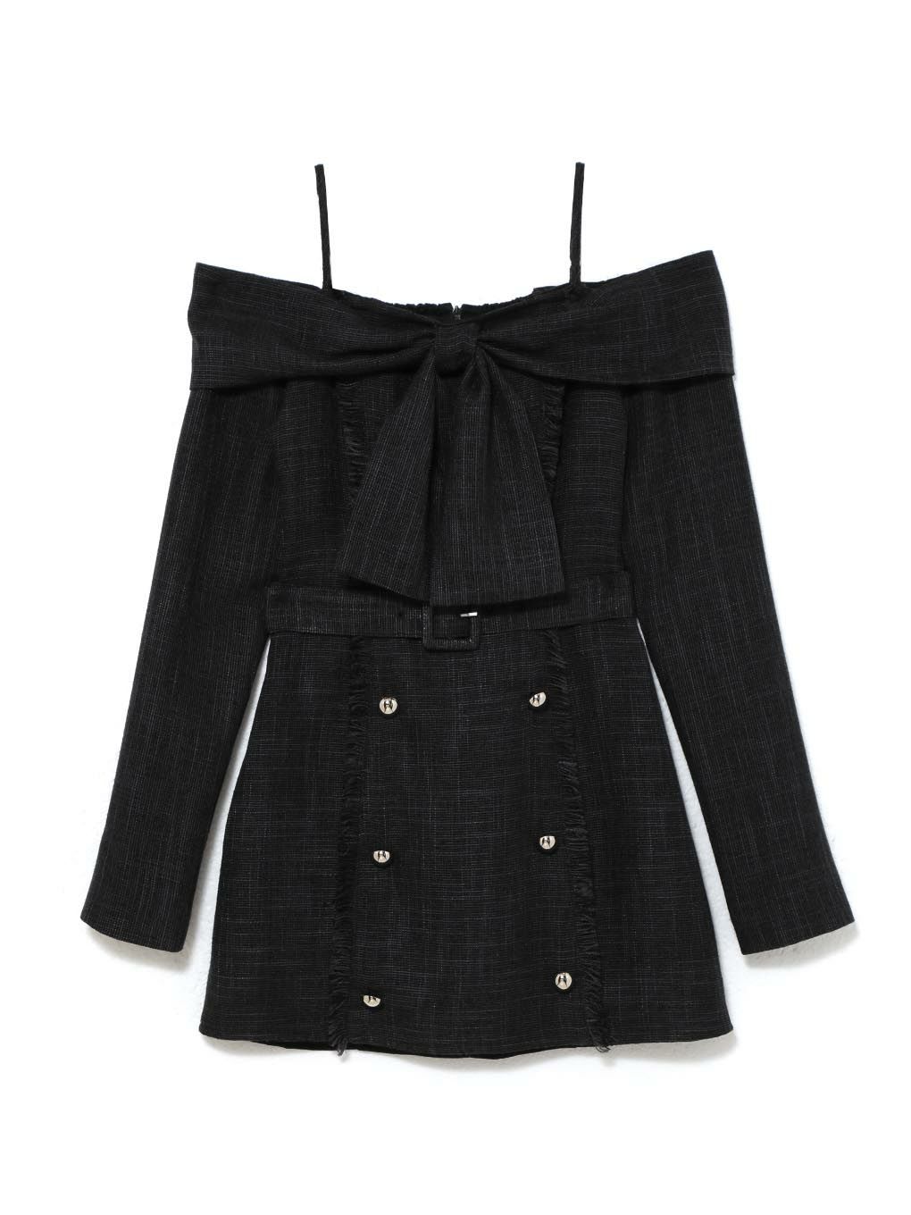 【BUBBLES】オフショルツイードワンピース