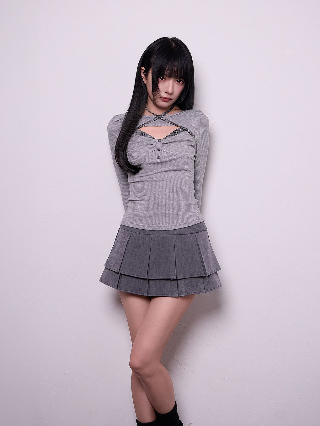 【BUBBLES】ポイントチェックリブトップス